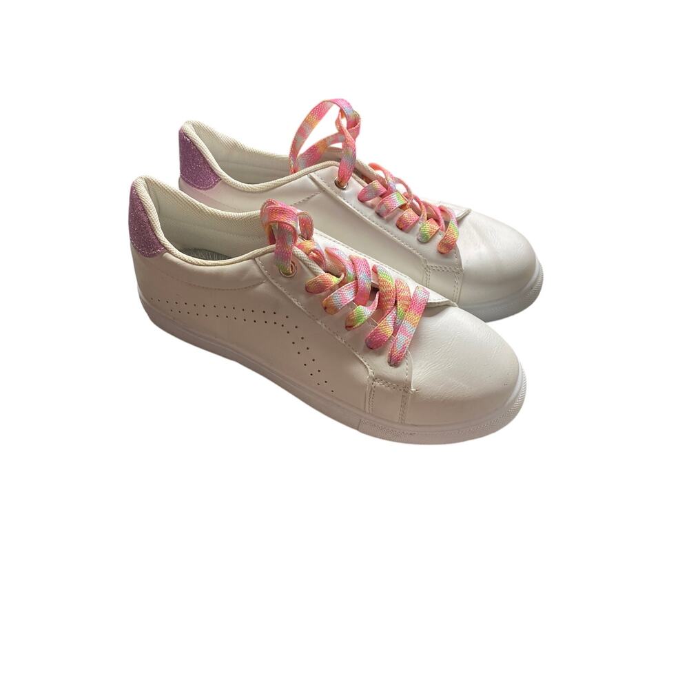 Pop Comfort Fit Women's Size 6.5 White Rainbow Lace Sneakers Shoes